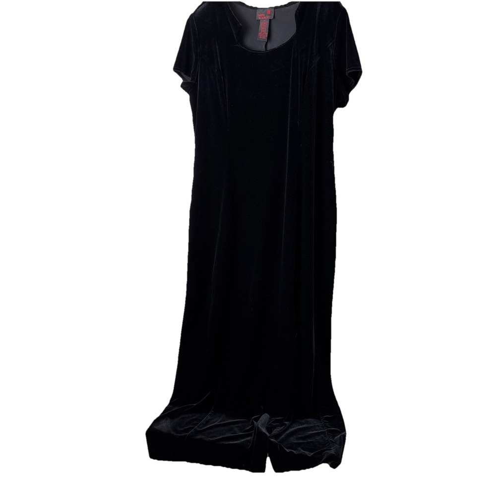 Miss Scarlett Women's Black Velvet Gothcore  Dress Size‎ 16 Front Slit READ